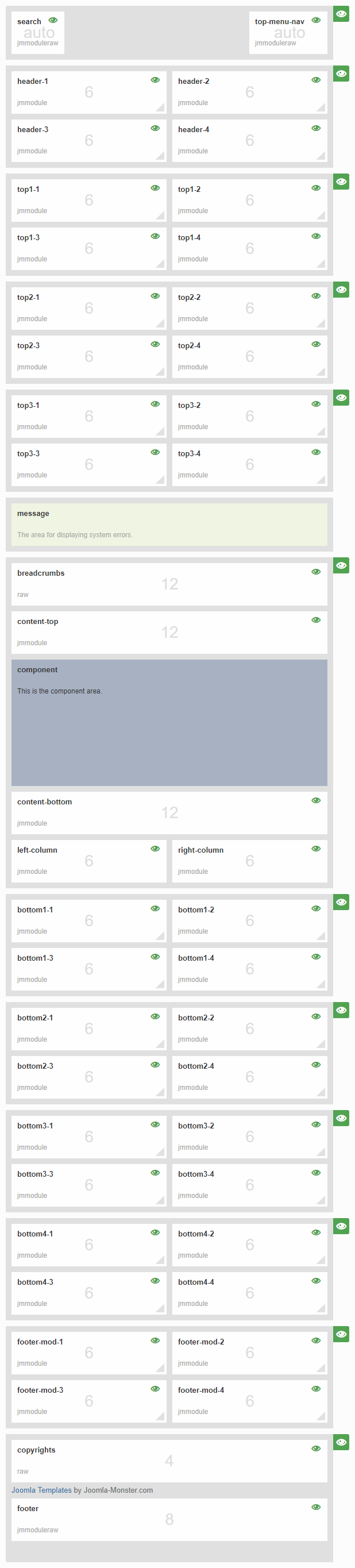 Module positions for small screen